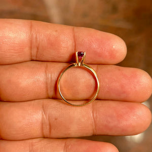 0.40 Ct Round Amethyst Solitaire Ring in 14K Yellow Gold, 5mm AAA Purple Gemstone Ring, February Birthstone Promise Ring, Ring Size 8