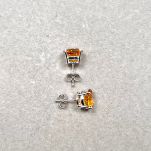4.38 Ct Round Citrine Stud Earrings – AAA Citrine in 14K White Gold, November Birthstone Jewelry, Screw Back or Push Back