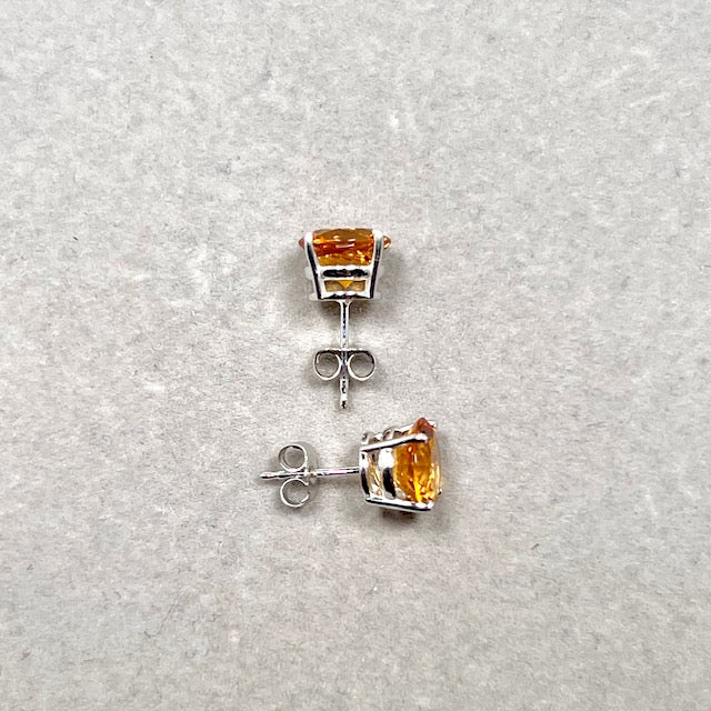 4.38 Ct Round Citrine Stud Earrings – AAA Citrine in 14K White Gold, November Birthstone Jewelry, Screw Back or Push Back