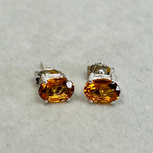 1.25 Ct Oval Citrine Stud Earrings – AAA Citrine in Platinum, Screw Back or Push Back, November Birthstone Jewelry