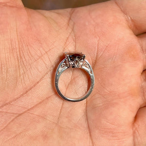 6.88 Ct Oval Garnet Solitaire Ring – AAA Garnet Engagement Ring in 18K White Gold, Ring Size 6, Statement Cocktail Ring