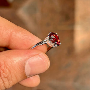 3.80 Ct Heart Garnet Solitaire Ring – 10mm AAA Garnet Engagement Ring in 14K White Gold, January Birthstone Ring Size 6