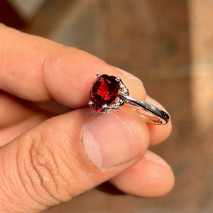 3.80 Ct Heart Garnet Solitaire Ring – 10mm AAA Garnet Engagement Ring in 14K White Gold, January Birthstone Ring Size 6