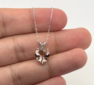 10mm Heart Morganite Pendant | Platinum Scroll Solitaire Necklace – AAA Morganite Fine Jewelry