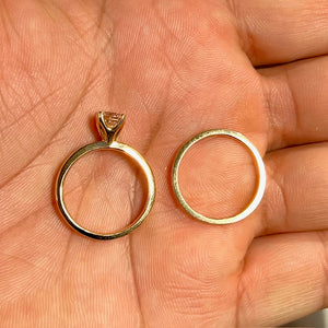 0.95 Ct Round White Sapphire Engagement Ring Set – 6mm AA White Sapphire Bridal Wedding Ring in 14K Yellow Gold