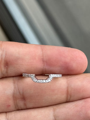 14K White Gold Diamond Wedding Band | 0.18-0.23 CTW Round Diamonds | Prong Set SI2-I1 Clarity I-J Color | Dainty Stackable Ring