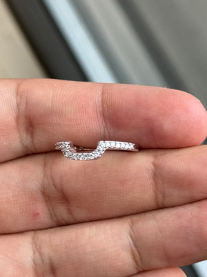 14K White Gold Diamond Wedding Band | 0.18-0.23 CTW Round Diamonds | Prong Set SI2-I1 Clarity I-J Color | Dainty Stackable Ring