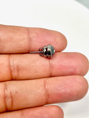 14K Blackened White Gold Black Diamond Stud Earrings – 1.67-2.10 Ct 7mm AA Round Rose-Cut Men’s Earrings