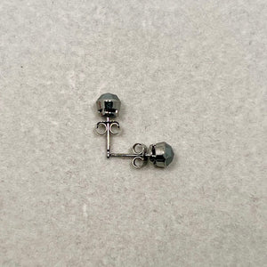 14K Blackened White Gold Black Diamond Stud Earrings – 0.64-0.71 Ct 5mm AA Round Rose-Cut Men’s Earrings – Genuine Solitaire Jewelry