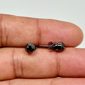 14K Blackened White Gold Black Diamond Stud Earrings – 0.64-0.71 Ct 5mm AA Round Rose-Cut Men’s Earrings – Genuine Solitaire Jewelry