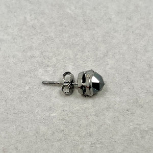 14K Blackened White Gold Black Diamond Stud Earrings – 0.91-1.02 Ct 5.5mm AAA Round Rose-Cut Men’s Earrings – Genuine Solitaire Jewelry