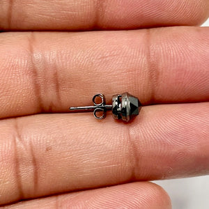 14K Blackened White Gold Black Diamond Stud Earrings – 0.91-1.02 Ct 5.5mm AAA Round Rose-Cut Men’s Earrings – Genuine Solitaire Jewelry