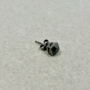 Men’s Black Diamond Stud Earring | 0.64-0.71 Ct Round Rose Cut in 14K Blackened Gold