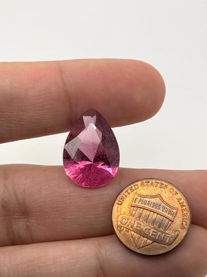 Natural rubellite tourmaline pear cut loose gemstone 11.21 carat