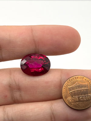 Natural Rubellite Tourmaline Oval Checkerboard Cut 9.97 Ct Loose Gemstone 16.5×12.5 mm AA Quality