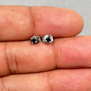 Men’s Black Diamond Stud Earrings | 2.5–3 mm Round AA Diamonds in Platinum