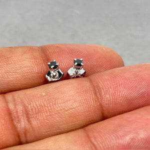Men’s Black Diamond Stud Earrings | 2.5–3 mm Round AA Diamonds in Platinum