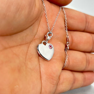 Pink Sapphire Heart Pendant in Silver – 0.13 Ct Solitaire Charm Necklace – AA Quality Pink Sapphire Bezel Set Pendant with Chain