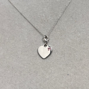 Pink Sapphire Heart Pendant in Silver – 0.13 Ct Solitaire Charm Necklace – AA Quality Pink Sapphire Bezel Set Pendant with Chain
