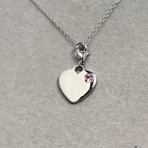 Pink Sapphire Heart Pendant in Silver – 0.13 Ct Solitaire Charm Necklace – AA Quality Pink Sapphire Bezel Set Pendant with Chain