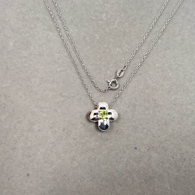 0.25 CT 4mm Peridot Pendant in Silver – AA Round Solitaire Gemstone Necklace with 18" Silver Cable Chain