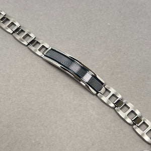 Diamond-Cut Black Steel Men's Bracelet – Stainless Steel Resin Linear Design, Modern Masculine Jewelry