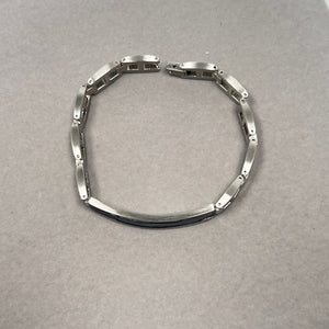 Diamond-Cut Black Steel Men's Bracelet – Stainless Steel Resin Linear Design, Modern Masculine Jewelry