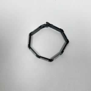 Men's Black Steel Bracelet – Stainless Steel Resin, White Rectangular Linear Design, Modern Masculine Jewelry