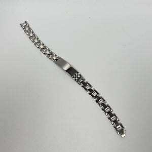 Onyx & Mother of Pearl Men’s Bracelet – Stainless Steel Resin, Checkboard Design, Modern Masculine Jewelry