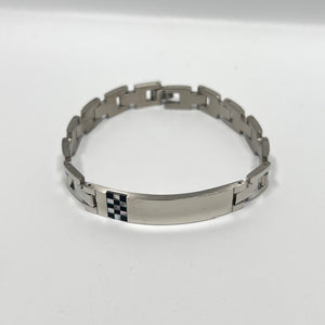 Onyx & Mother of Pearl Men’s Bracelet – Stainless Steel Resin, Checkboard Design, Modern Masculine Jewelry