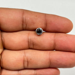1/2 Cts of 4.89-4.93 mm Round AA Black Diamond Mens Stud Earring in Platinum