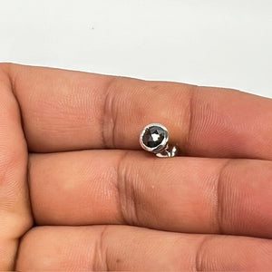 1/2 Cts of 4.89-4.93 mm Round AA Black Diamond Mens Stud Earring in Platinum
