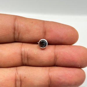 0.80-0.98 Ct Black Diamond Men’s Stud Earrings in 14K White Gold – Round Rose Cut AAA Quality Solitaire Bezel Set Black Diamond Earrings