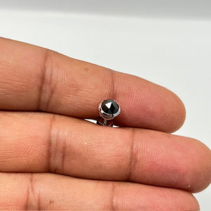 0.80-0.98 Ct Black Diamond Men’s Stud Earrings in 14K White Gold – Round Rose Cut AAA Quality Solitaire Bezel Set Black Diamond Earrings