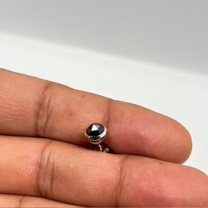 0.80-0.98 Ct Black Diamond Men’s Stud Earrings in 14K White Gold – Round Rose Cut AAA Quality Solitaire Bezel Set Black Diamond Earrings