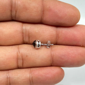 0.80-0.98 Ct Black Diamond Men’s Stud Earrings in 14K White Gold – Round Rose Cut AAA Quality Solitaire Bezel Set Black Diamond Earrings