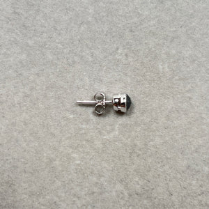0.37-0.42 Ct Black Diamond Men’s Stud Earring in 14K White Gold, Round Rose Cut Black Diamond, AAA Quality Bezel Set Diamond Earring
