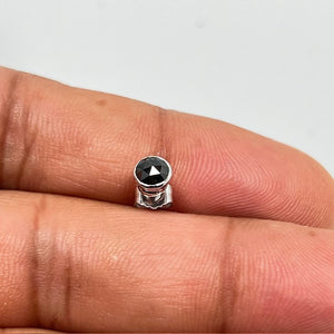 0.37-0.42 Ct Black Diamond Men’s Stud Earring in 14K White Gold, Round Rose Cut Black Diamond, AAA Quality Bezel Set Diamond Earring