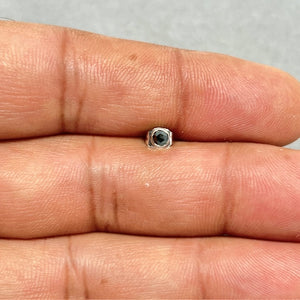 0.11-0.13 Ct Black Diamond Men’s Stud Earrings 14K White Gold Rose Cut Solitaire Bezel Set Minimalist Jewelry Gift for Him