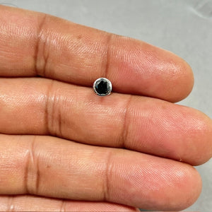 0.43-0.52 Ct Black Diamond Mens Stud Earrings 18K White Gold Solitaire Bezel Set Luxury Minimalist Jewelry Gift for Him