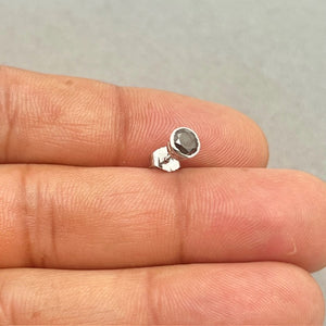 0.43-0.52 Ct Black Diamond Mens Stud Earrings 18K White Gold Solitaire Bezel Set Luxury Minimalist Jewelry Gift for Him