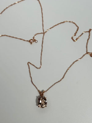 2.00 Ct Oval Morganite Pendant in 14K Rose Gold – 10x8mm AAA Solitaire Necklace – Pink Gold Scroll Pendant with Chain – Bridal Gift Jewelry