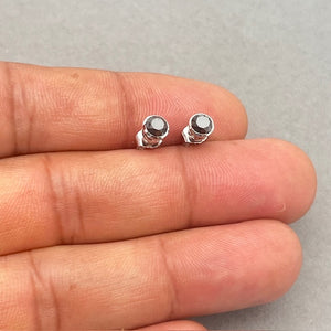 0.86-1.04 Cts Pair of Black Diamond Mens Stud Earrings in 18K White Gold – Round Solitaire Luxury Gift for Him