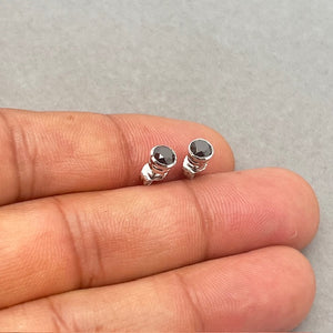 0.86-1.04 Cts Pair of Black Diamond Mens Stud Earrings in 18K White Gold – Round Solitaire Luxury Gift for Him