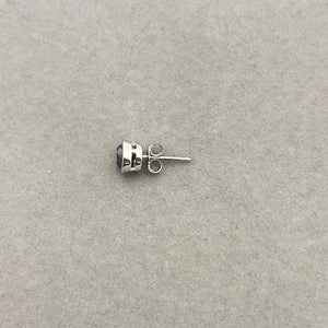 0.64–0.71 Ct Black Diamond Men’s Stud Earring in 14K White Gold | Round Solitaire Bezel Set Black Diamond Earring for Men’s Jewelry