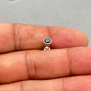 0.37–0.42 Ct Black Diamond Mens Stud Earrings, Round Solitaire, 14K White Gold, Classic Men’s Jewelry, Gift for Him
