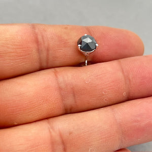 2 Ct Black Diamond Mens Stud Earrings, 7–8.8mm Round Rose Cut, EGL USA Certified, 14K White Gold, Luxury Men’s Jewelry, Gift for Him