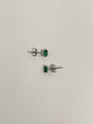 Natural Emerald Stud Earrings 7x5mm AA Quality in 14K Yellow Gold | 1.83-2.25 Cts | May Birthstone Jewelry | Classic Scroll Setting (Copy)