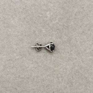 EGL USA Certified 1 Ct Black Diamond Men’s Stud Earring in 14K White Gold – Round Rose Cut Solitaire, 0.95-1.15 Ct AAA Quality