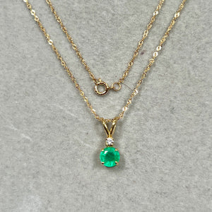 Natural Emerald Solitaire Pendant 14K White Gold | 5.5mm Round Emerald 0.41–0.74 Ct AA | Emerald Necklace Gift
